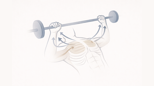 ベンチプレスと胸まわりの連動を示す図