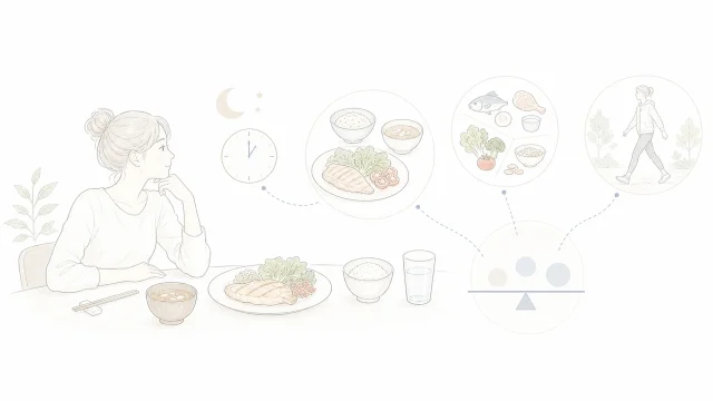 夜遅い食事の量と内容を落ち着いて見直す食卓