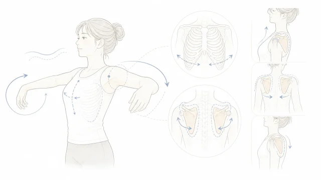 肩回しをしながら胸郭の動きに目を向ける人