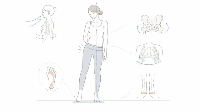 片足重心になりやすい立ち方を足裏から確認する人