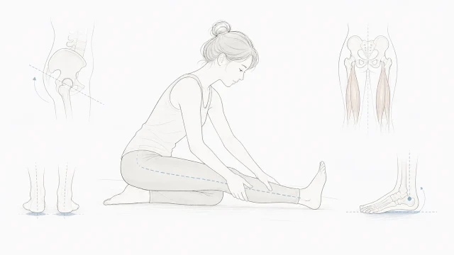 膝裏の硬さを骨盤と足首の動きから確認する人
