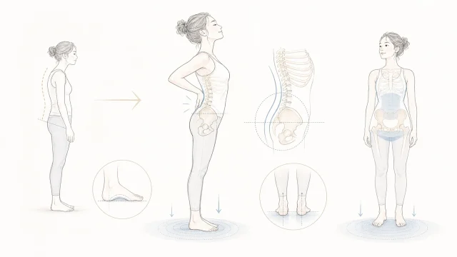 腰を反らすと楽に感じる姿勢と支え方を確認する人