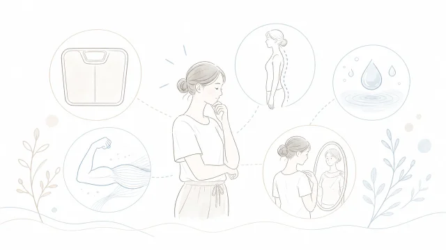 体重と見た目の変化を姿勢やむくみも含めて確認する人