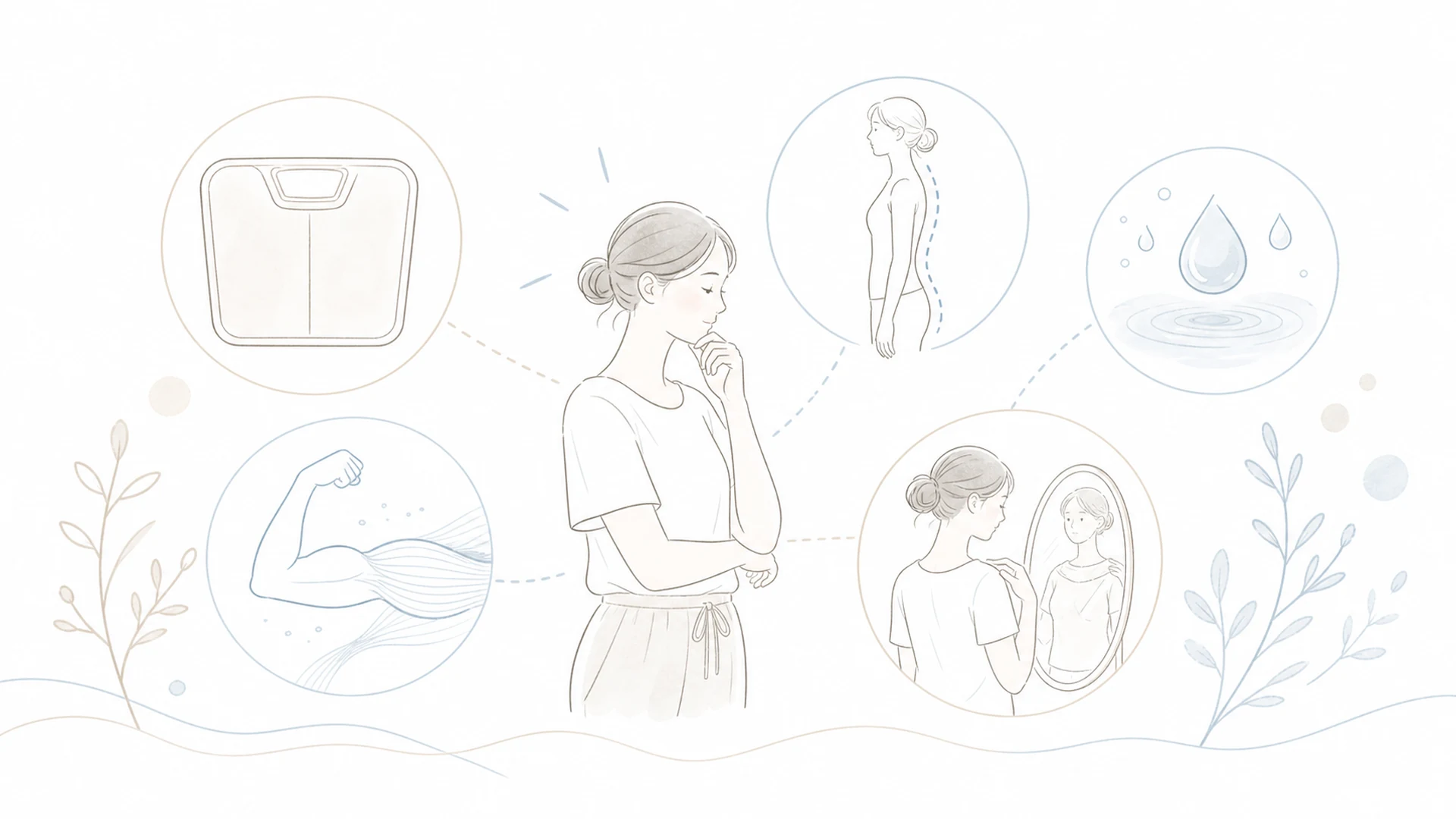体重と見た目の変化を姿勢やむくみも含めて確認する人