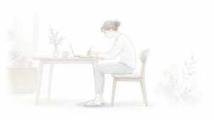 座ると背中が丸まりやすいなら｜骨盤より先に足の置き方を変える