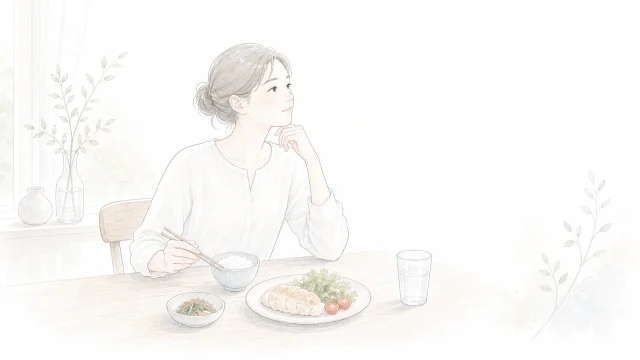減量中に米を減らす前にを淡い手描きイラストで表したアイキャッチ