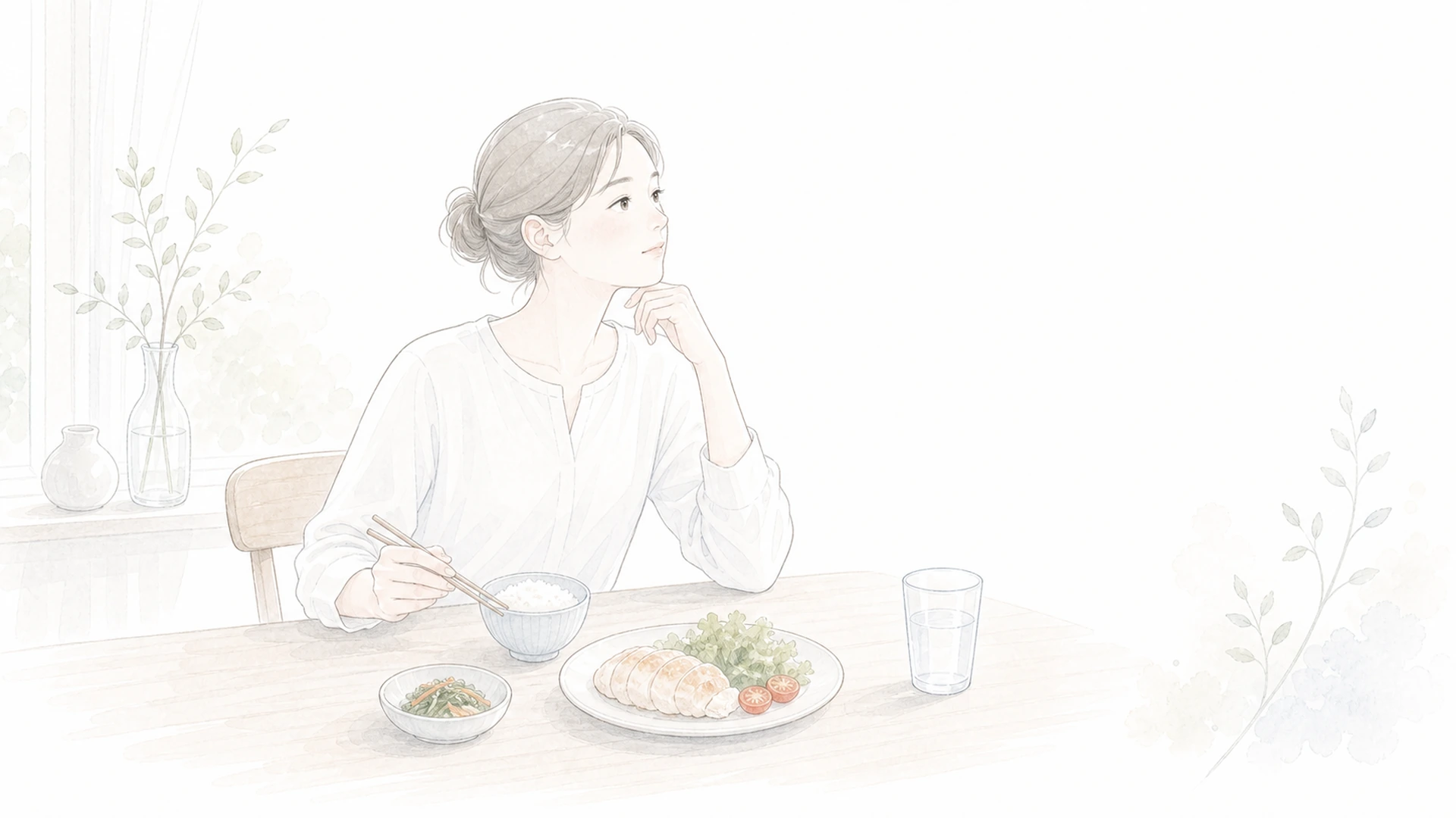 減量中に米を減らす前にを淡い手描きイラストで表したアイキャッチ