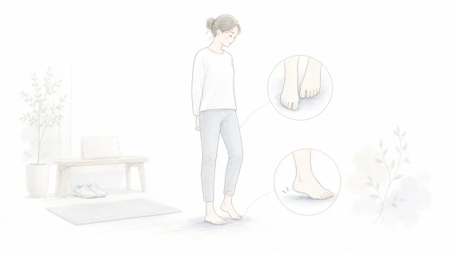 足裏が疲れやすい時を淡い手描きイラストで表したアイキャッチ