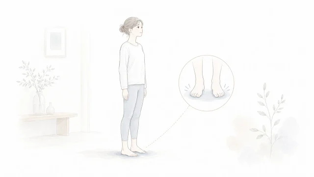 立つとふくらはぎが張りやすい時を淡い手描きイラストで表したアイキャッチ