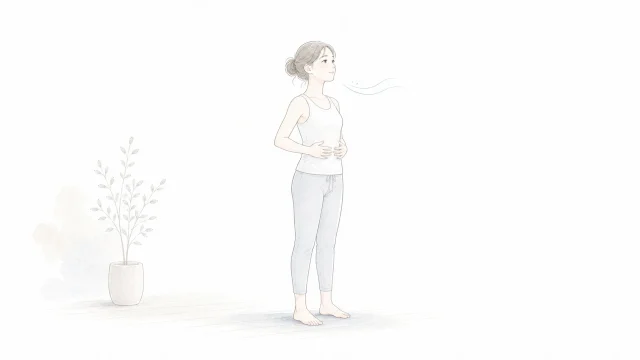 反り腰を直そうとしてお腹を固めすぎる人へを淡い手描きイラストで表したアイキャッチ