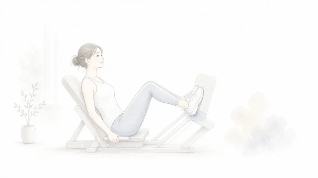 レッグプレスで膝に頼りやすい時を淡い手描きイラストで表したアイキャッチ