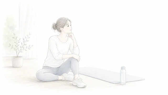 休んだのに体が重い日の筋トレを淡い手描きイラストで表したアイキャッチ