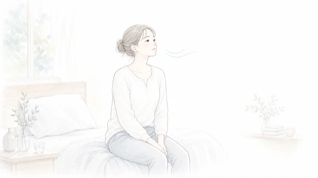 寝ても疲れが抜けにくい日が続くならを淡い手描きイラストで表したアイキャッチ