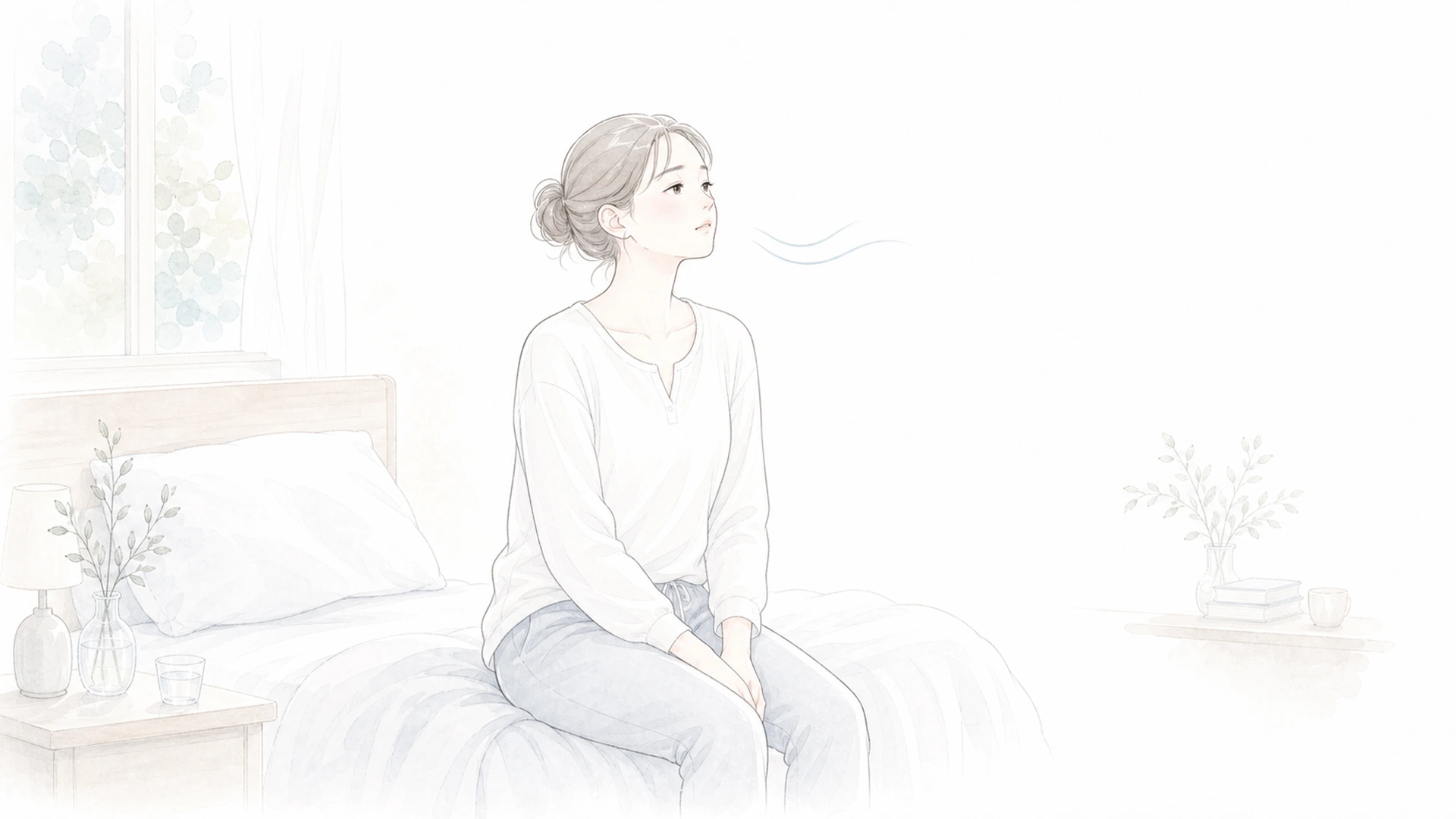 寝ても疲れが抜けにくい日が続くならを淡い手描きイラストで表したアイキャッチ